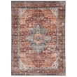 Laysan Home Transitional Washable Polyester 5'x7' Rug in Rust Orange and Ivory