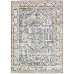 Laysan Home Transitional Washable Polyester 2'x3' Rectangle Rug Gray and Beige