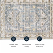 Laysan Home Transitional Washable Polyester 2'x3' Rectangle Rug Gray and Beige