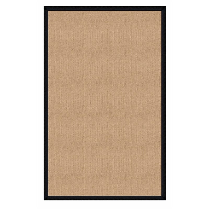 Laysan Home Transitional Machine Tufted Wool 5'x8' Rug in Sisal / Black Leather