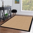 Laysan Home Transitional Machine Tufted Wool 5'x8' Rug in Sisal / Black Leather