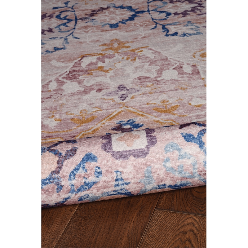 Laysan Home Transitional Washable Polyester 2'x3' Rectangle Rug in Ivory / Gold