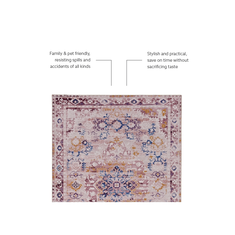 Laysan Home Transitional Washable Polyester 2'x3' Rectangle Rug in Ivory / Gold