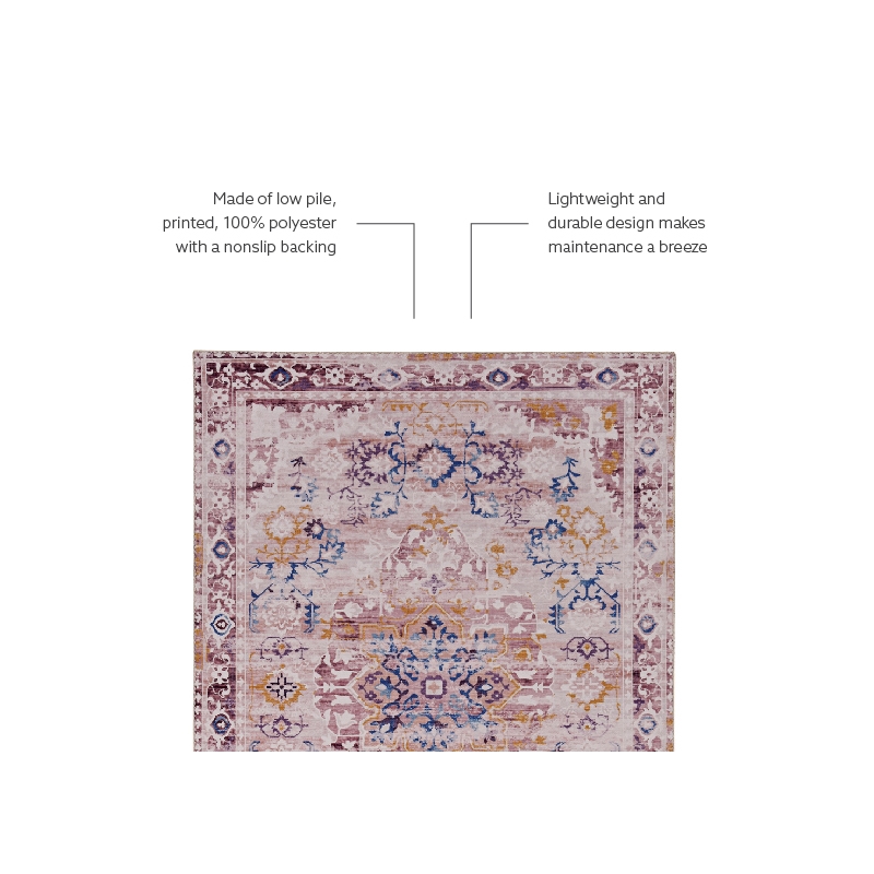 Laysan Home Transitional Washable Polyester 2'x3' Rectangle Rug in Ivory / Gold