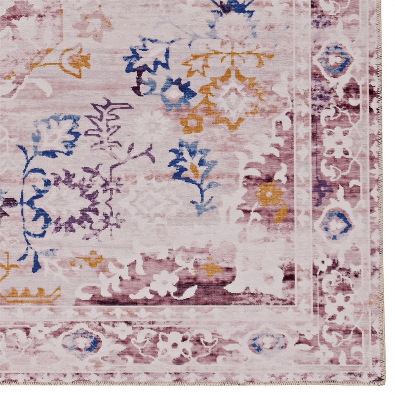 Laysan Home Transitional Washable Polyester 2'x3' Rectangle Rug in Ivory / Gold