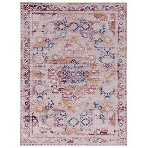 Laysan Home Transitional Washable Polyester 5'x7' Rectangle Rug in Ivory / Gold