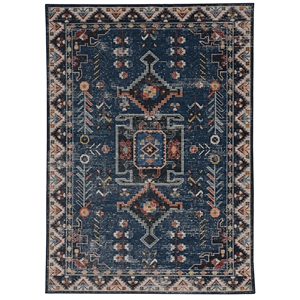 Laysan Home Transitional Washable Polyester 2'x3' Rectangle Rug in Navy / Ivory