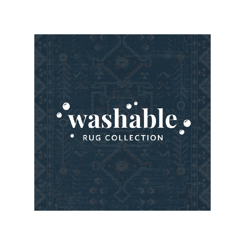 Laysan Home Transitional Washable Polyester 2'x3' Rectangle Rug in Navy / Ivory