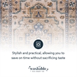 Laysan Home Transitional Washable Polyester 2'x3' Rectangle Rug in Ivory / Gold