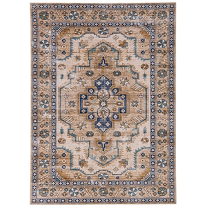 Laysan Home Transitional Washable Polyester 5'x7' Rectangle Rug in Ivory / Gold