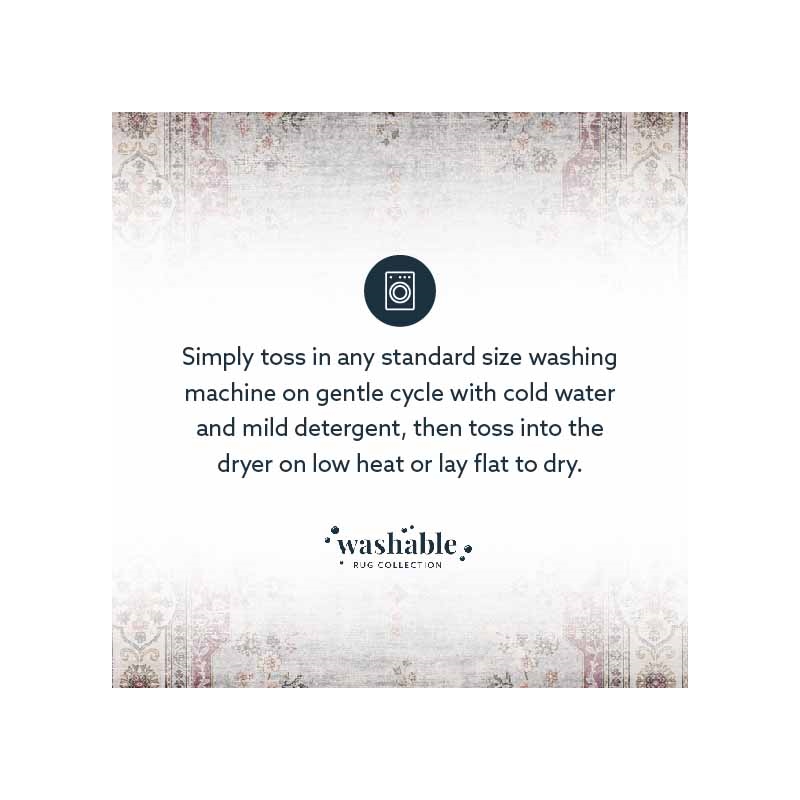 Laysan Home Transitional Washable Polyester 5'x7' Rectangle Rug in Blue / Ivory