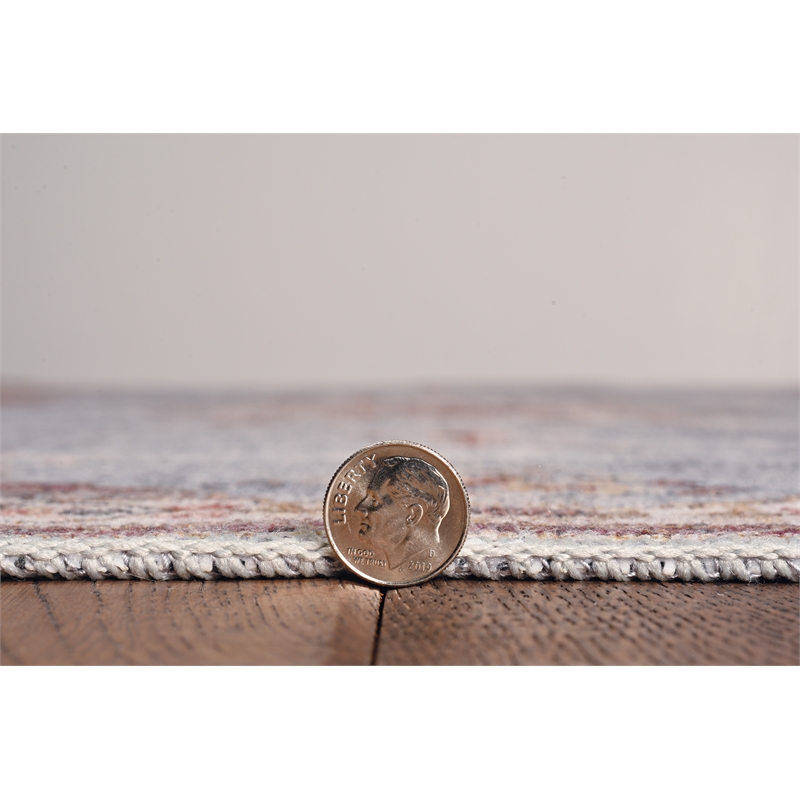 Laysan Home Transitional Washable Polyester 5'x7' Rectangle Rug in Blue / Ivory