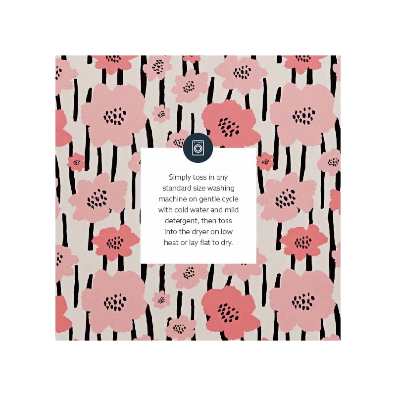 Laysan Home Transitional Washable Polyester 3'x5' Rectangle Rug in Ivory / Pink