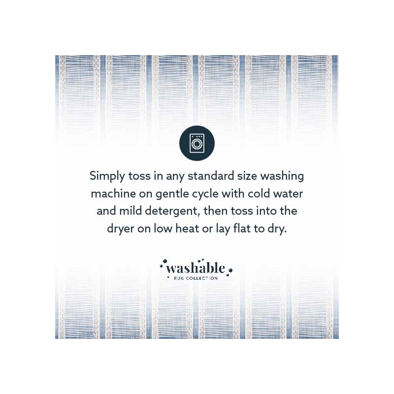 Laysan Home Transitional Washable Polyester 2'x3' Rectangle Rug in Ivory / Blue