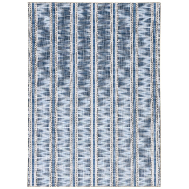 Laysan Home Transitional Washable Polyester 2'x3' Rectangle Rug in Ivory / Blue