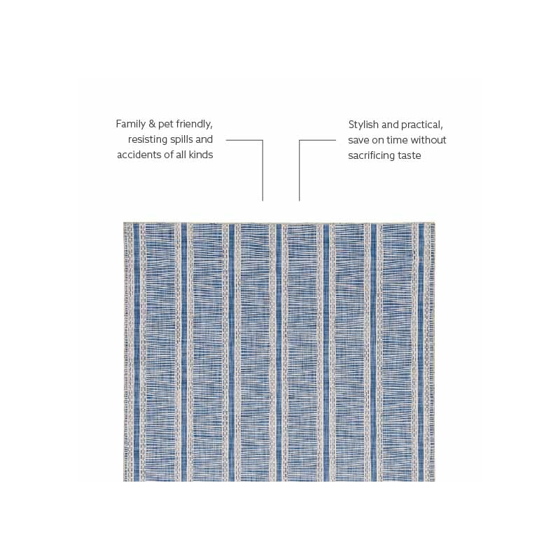 Laysan Home Transitional Washable Polyester 2'x3' Rectangle Rug in Ivory / Blue