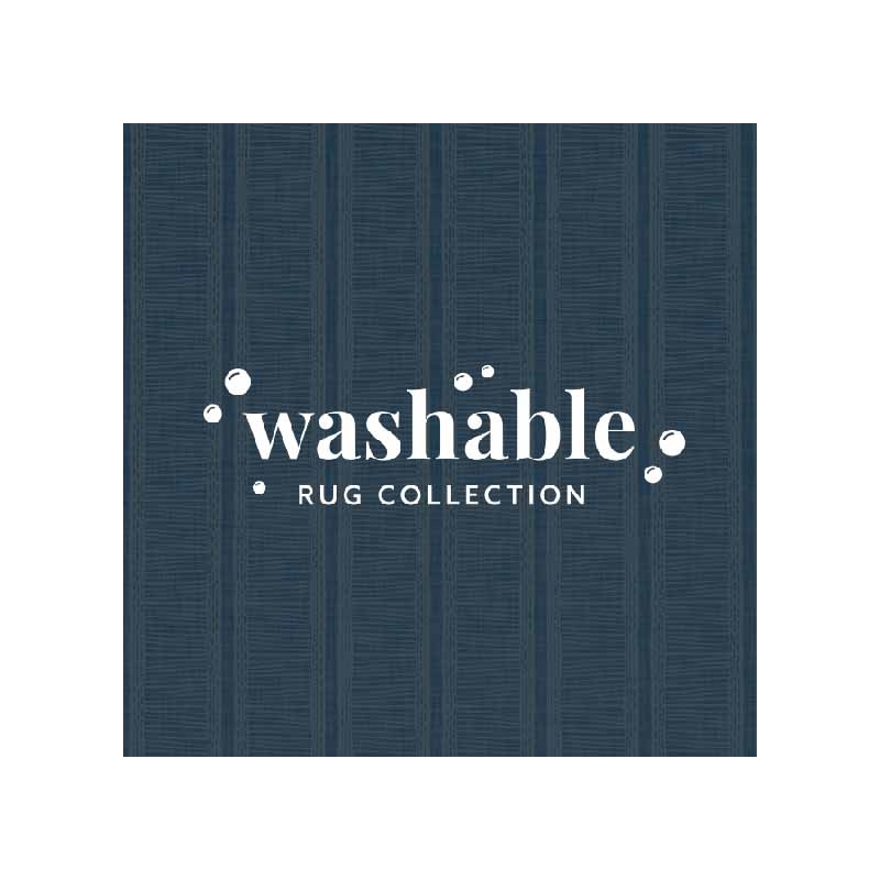 Laysan Home Transitional Washable Polyester 2'x3' Rectangle Rug in Ivory / Blue