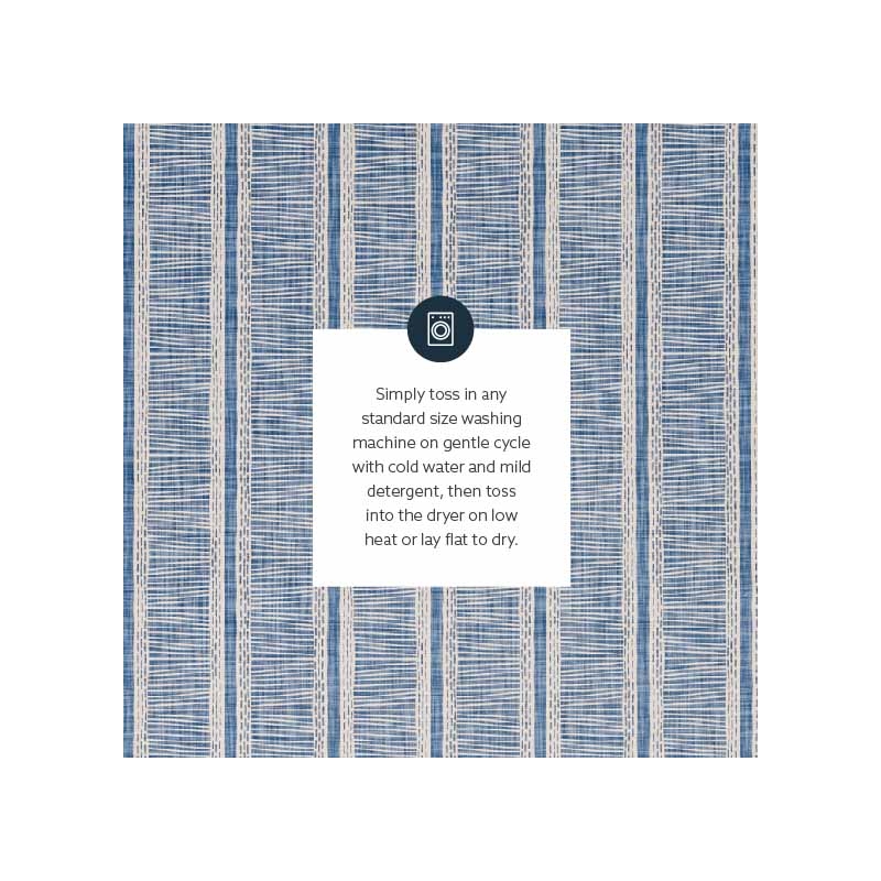 Laysan Home Transitional Washable Polyester 2'x8' Rectangle Rug in Ivory / Blue
