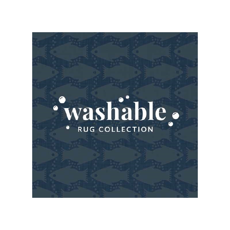 Laysan Home Transitional Washable Polyester 2'x3' Rectangle Rug in Ivory / Blue