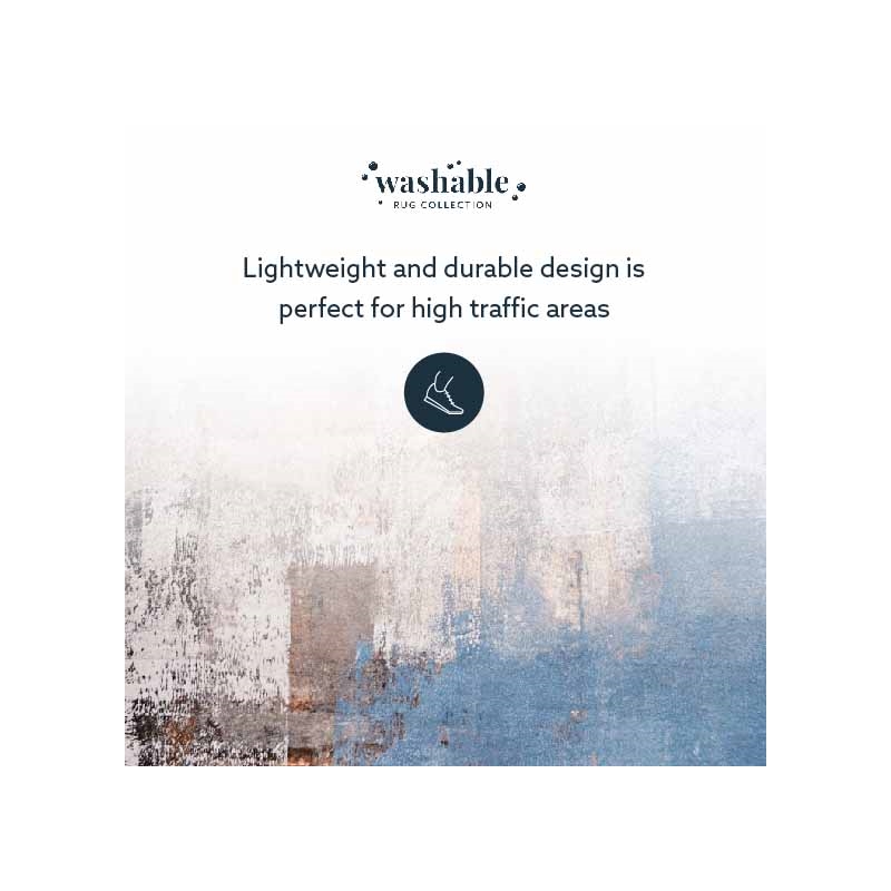 Laysan Home Transitional Washable Polyester 2'x3' Rectangle Rug in Beige / Blue