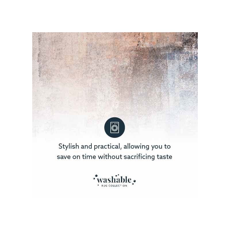 Laysan Home Transitional Washable Polyester 2'x8' Rectangle Rug in Beige / Blue