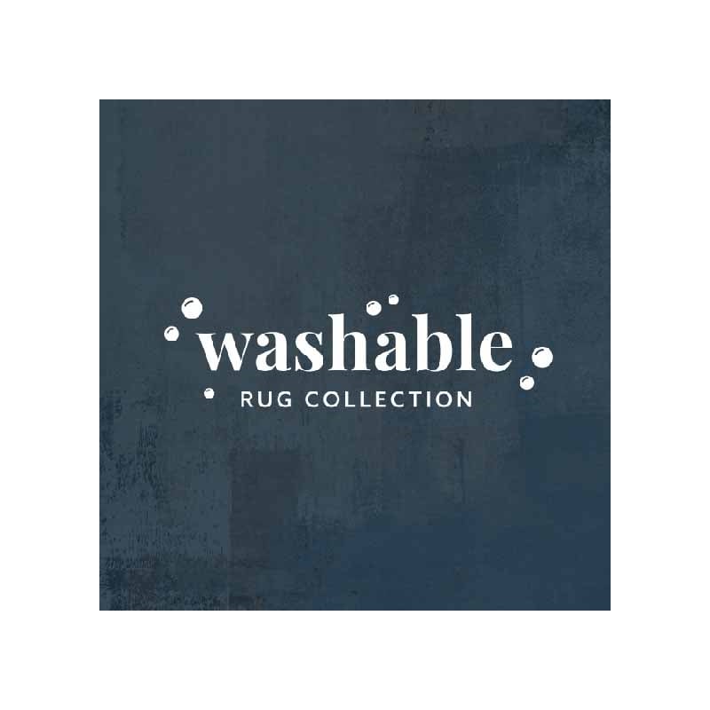 Laysan Home Transitional Washable Polyester 5'x7' Rectangle Rug in Beige / Blue