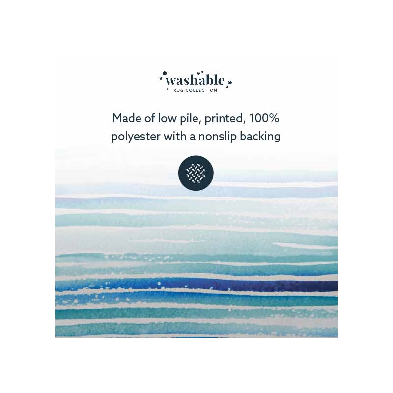 Laysan Home Transitional Washable Polyester 2'x3' Rectangle Rug in Ivory / Blue