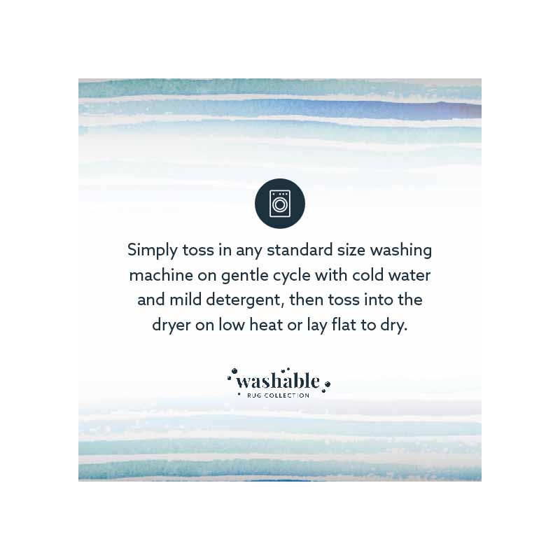 Laysan Home Transitional Washable Polyester 2'x3' Rectangle Rug in Ivory / Blue