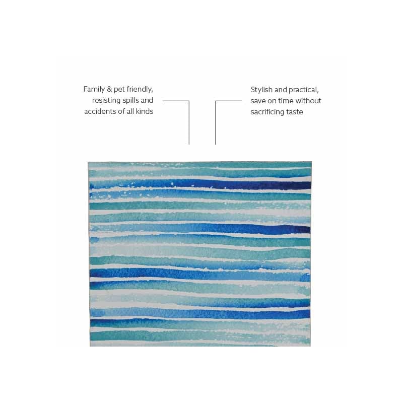 Laysan Home Transitional Washable Polyester 2'x8' Rectangle Rug in Ivory / Blue