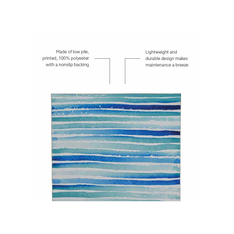 Laysan Home Transitional Washable Polyester 3'x5' Rectangle Rug in Ivory / Blue