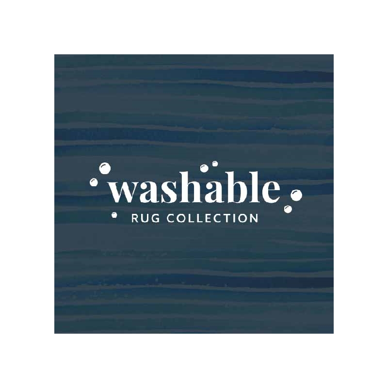 Laysan Home Transitional Washable Polyester 3'x5' Rectangle Rug in Ivory / Blue