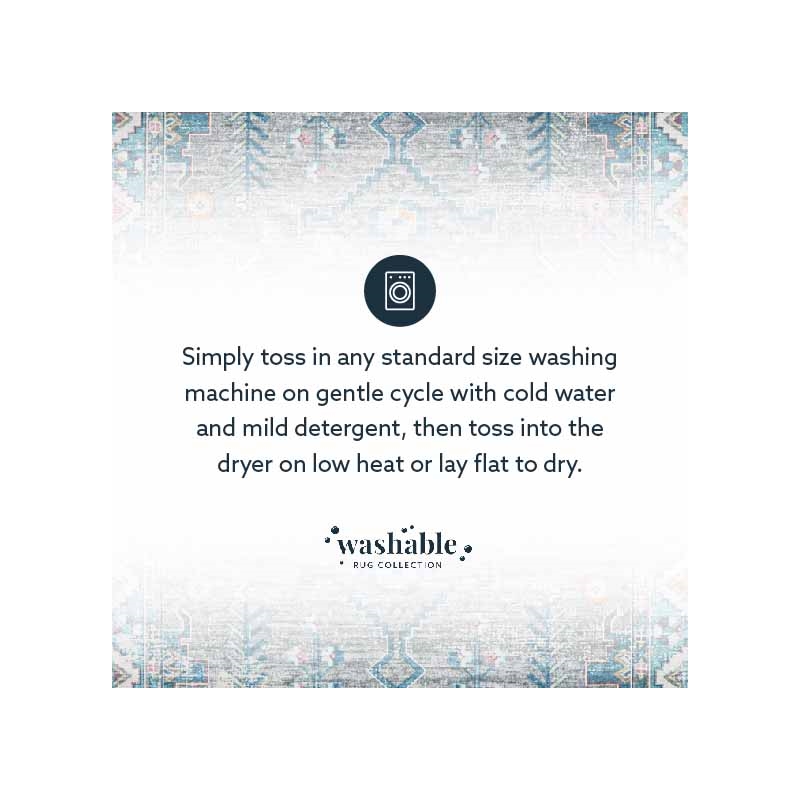 Laysan Home Transitional Washable Polyester 2'x3' Rectangle Rug in Gray / Green