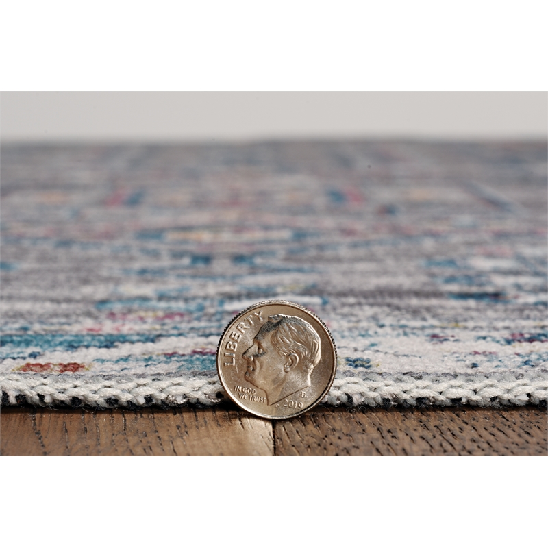 Laysan Home Transitional Washable Polyester 2'x8' Rectangle Rug in Gray / Green