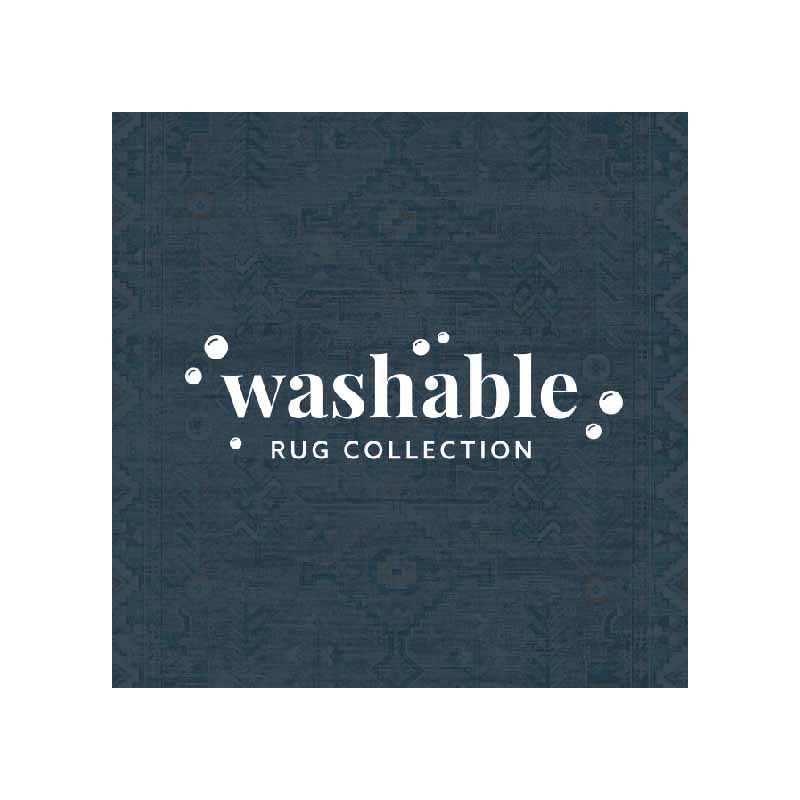 Laysan Home Transitional Washable Polyester 3'x5' Rectangle Rug in Gray / Green