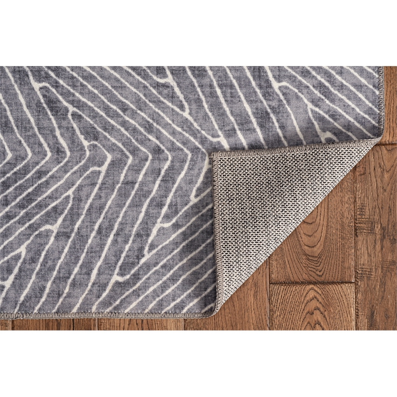 Laysan Home Transitional Washable Polyester 2'x3' Rectangle Rug in Gray / Ivory