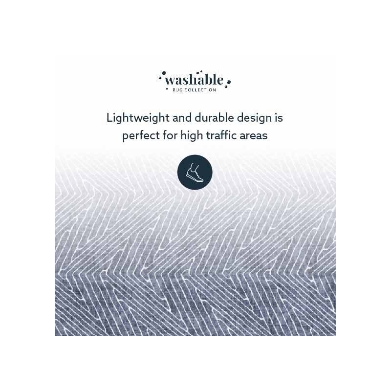 Laysan Home Transitional Washable Polyester 2'x8' Rectangle Rug in Gray / Ivory