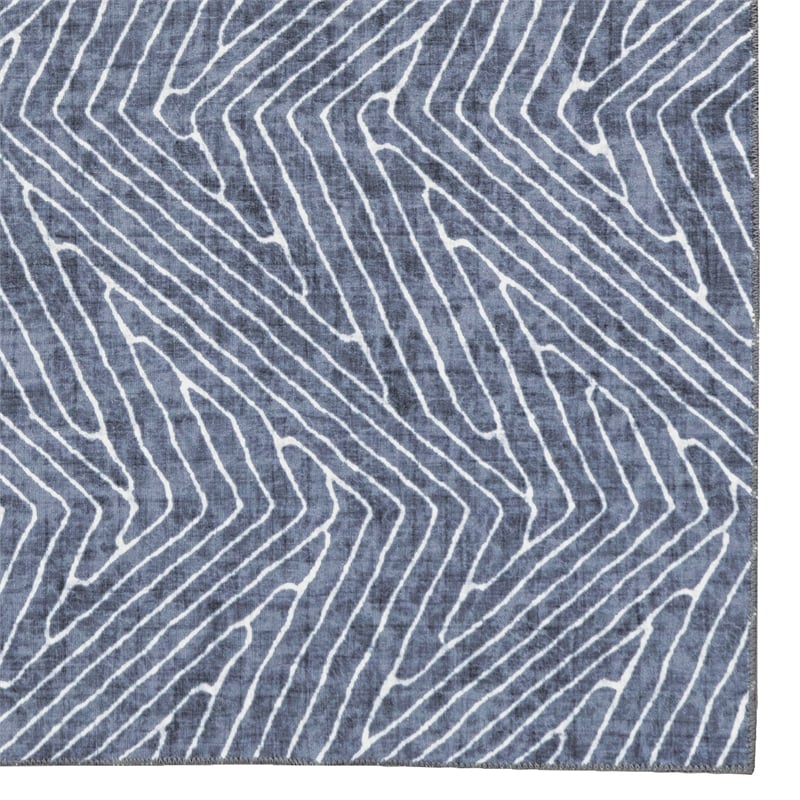 Laysan Home Transitional Washable Polyester 3'x5' Rectangle Rug in Gray / Ivory