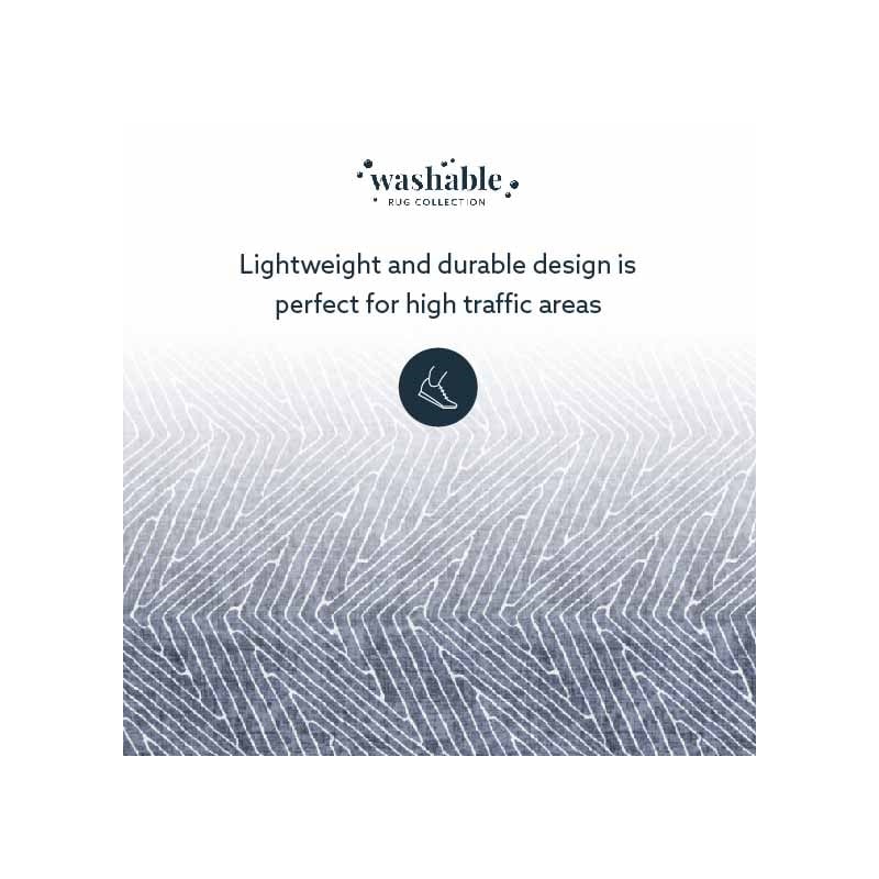 Laysan Home Transitional Washable Polyester 3'x5' Rectangle Rug in Gray / Ivory