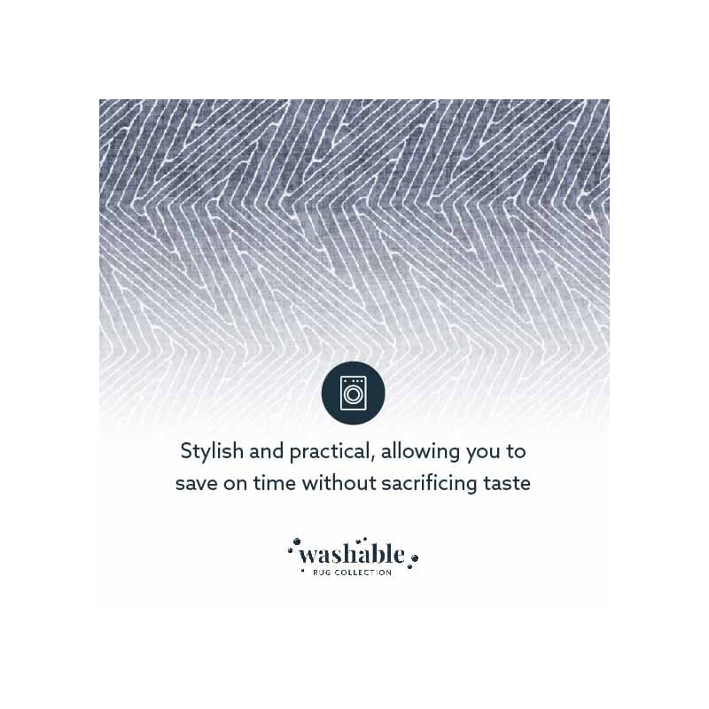 Laysan Home Transitional Washable Polyester 3'x5' Rectangle Rug in Gray / Ivory