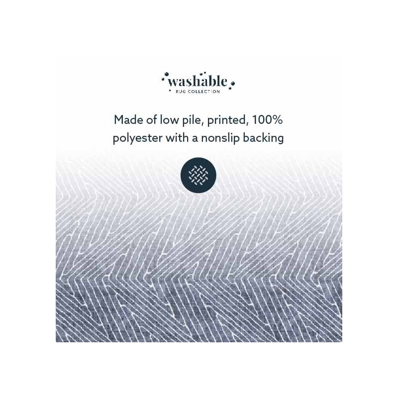 Laysan Home Transitional Washable Polyester 3'x5' Rectangle Rug in Gray / Ivory