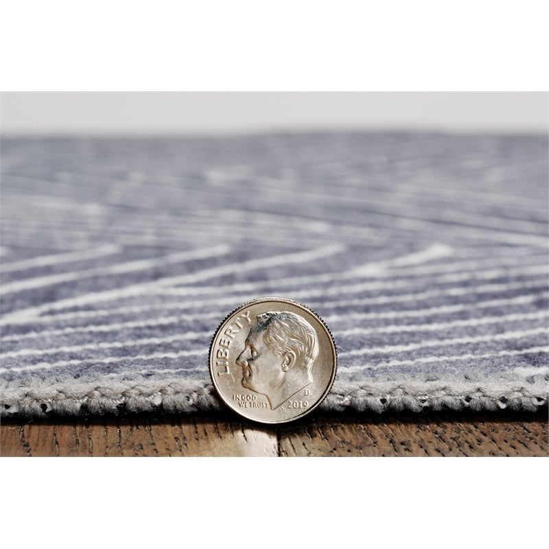 Laysan Home Transitional Washable Polyester 3'x5' Rectangle Rug in Gray / Ivory