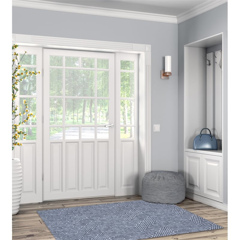 Laysan Home Transitional Washable Polyester 3'x5' Rectangle Rug in Gray / Ivory