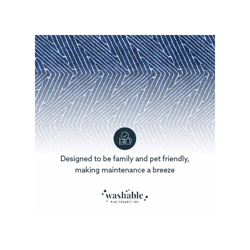 Laysan Home Transitional Washable Polyester 2'x3' Rectangle Rug in Blue / Ivory