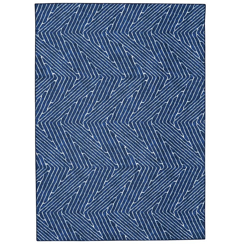 Laysan Home Transitional Washable Polyester 3'x5' Rectangle Rug in Blue / Ivory