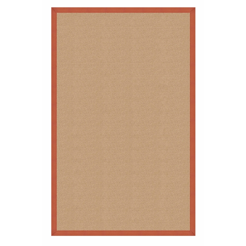 Laysan Home Transitional Machine Tufted Wool 4'x6' Rug in Sisal and Burnt Orange
