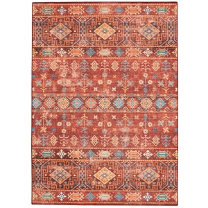 Laysan Home Transitional Washable Polyester 2'x3' Rectangle Rug in Red and Ivory