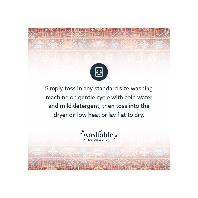 Laysan Home Transitional Washable Polyester 3'x5' Rectangle Rug in Red and Ivory