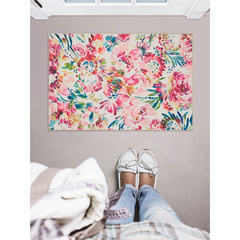 Laysan Home Transitional Washable Polyester 2'x3' Rectangle Rug in Raspberry Red