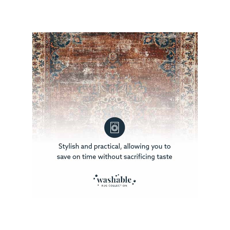 Laysan Home Transitional Washable Polyester 2'x3' Rectangle Rug in Brown / Ivory