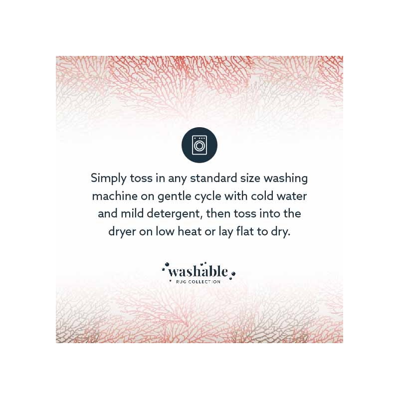 Laysan Home Transitional Washable Polyester 2'x3' Rectangle Rug in Ivory / Coral